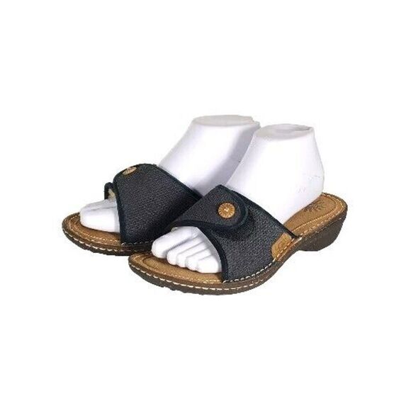 Ugg Australia Women's US7 Blue Navy Suede Sheepskin Lined Slide Sandals - Picture 1 of 13